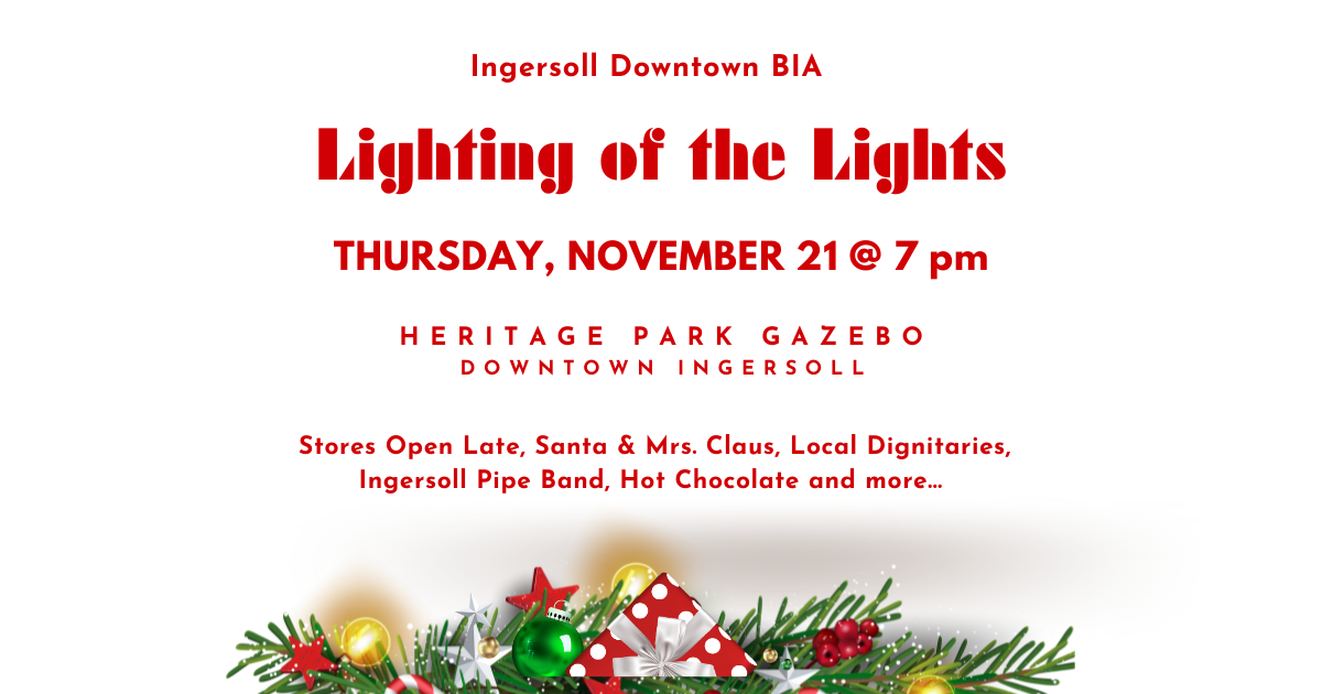 Lighting of the Lights on Thursday, November 21st at 7PM - Heritage Park Gazebo